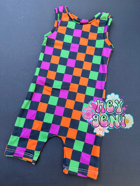 3/6M CHECKERS BIKER ROMPER